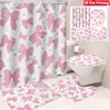 Juego de Cuatro Piezas de Cortina de Ducha con Lazo Estampado de Leopardo y Felpudo para Baño del Hogar, Cortina de Ducha Divisoria de Separación Seca y Húmeda, Cortina de Ducha Impermeable