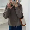 Cárdigan de punto retro con cremallera estilo coreano para mujer 2024 otoño e invierno ropa exterior holgada estilo perezoso solapa suéter chaqueta top