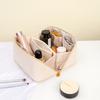 Organizador Bolsa Travesseiro de Couro PU Bolsa Cosmética Viagem Portátil Bolsa de Armazenamento Grande Capacidade Armazenamento com Divisórias Bolsa de Lavagem Atacado