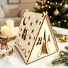 Tienda de Madera Pintable DIY para Navidad Tienda de Campaña Estilo Ins de Navidad Portavelas de Madera Lámpara Adorno de Decoración para el Hogar