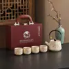Conjunto de chá de ouro e prata cultural e artístico, conjunto completo de bule da Fornalha Ru com alça, um bule e quatro xícaras, embalagem em caixa de presente, bule feito sob medida