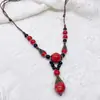 Colar de contas de cerâmica colorida Moda Retro Novo Estilo Chinês Personalidade Colar Longo Camada Dupla Colar Colar Avançado Atacado