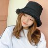 Gorro de pescador de lana de cordero otoño e invierno Nueva Moda estilo coreano versátil estudiante sombrero de cubo de gamuza para hombre grueso cálido viaje