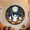 Halloween Transfronterizo Fantasma Blanco Rosa Madera Colgante de Pared para Puerta y Ventana de Hogar Decoración de Escena de Atmósfera