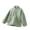 Nueva sudadera de forro polar engrosada de otoño e invierno para niñas, top de forro polar con media cremallera para niños, chaqueta infantil