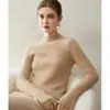 Nuevo Suéter 100% Cachemir Otoño/Invierno 2026 para Mujer, Tejido de Cuello Medio Alto, Camisa Base de Canalé de Corte Ajustado