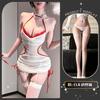 Lingerie Sexy com Costas Abertas, Estilo Decote Coração, Fantasia de Enfermagem Puro Desejo, Estilo Sexy Transparente, Série Qqny Abstinência