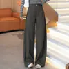 Pantalones casuales de pierna ancha de cintura alta hechos a medida estilo coreano para mujer, con un nuevo diseño de otoño que es holgado, adelgazante y de pierna recta