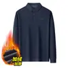 Camisa polo de negocios de manga larga para hombre de invierno, forrada de forro polar, cálida y cómoda, estilo nuevo para hombres de mediana edad, casual y versátil