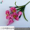 Tulipa Flor de Três Pétalas Duas Folhas Tulipa Florindo Cinco Flores Decoração de Sala de Estar em Casa Flor Artificial Flor de Casamento Obra de Arte Flor de Seda