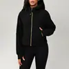 Chaqueta Deportiva de Estilo Nuevo con Capucha y Forro Polar, Holgada, para Mujer, Cuello Alto, Sudadera Gruesa Elástica para Fitness, Running, Sudoración, Ropa de Fitness
