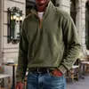 Comércio Exterior Europeu e Americano Transfronteiriço Outono e Inverno Masculino Gola Alta Meio Zíper Moletom Textura de Lã Camisa Polo Casual de Manga Longa