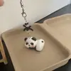 Pingente de Pulseira de Celular Panda 3D com Laço Desenho Animado Fofo, Pingente Adorável para Mochila Feminina, Pequeno Pingente de Presente