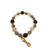 Pulsera de cuentas con mantra de lámina dorada púrpura y cuentas de vidrio blanco, nuevo accesorio de etiqueta de estilo chino de lujo ligero, pulsera de estilo nacional para mujer
