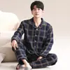 Pijama para Hombre Otoño e Invierno Engrosado Manga Larga Estilo Coreano Acolchado Invierno Algodón de Aire Sándwich Ropa para el Hogar