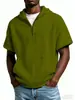 Sudadera con capucha para hombre de estilo gofre, nueva de verano, para comercio exterior transfronterizo, informal, de manga corta, estilo europeo y americano, con cremallera, top pullover
