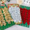 Adornos navideños, adornos colgantes para árbol de Navidad, lazo pequeño, rojo, dorado y plateado, 12 unidades, fábrica al por mayor