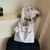 Nova Bolsa Tote Listrada Artística Vintage Estilo Francês para Mulheres, Bolsa Transversal Grande Capacidade Casual Versátil para Compras Viagem