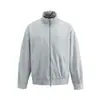 Yidao Roupas Vintage 2026 Outono Novo Retrô Americano Cor Sólida Listra Vertical Estilo Old Money Jaqueta Texturizada com Gola Alta para Homens