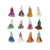 Pingente de Borla Pequena de Fio de Algodão Enrolado à Mão Estilo Xizang, Material para Pulseira DIY Feito à Mão, Ornamento de Borla Curta com Tampa Rosqueada