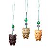 Antiguo Sándalo Verde Tallado Lindo Panda Luchador Cadena para Teléfono Móvil Colgante para Bolso Llavero para Mujer Regalo