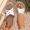 Sandalias de cuña casuales cómodas para mujer, modelo nuevo de verano 2026, tamaño grande, con punta abierta y tiras cruzadas, slip-on