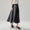 Falda de Patchwork de Color Contrastante de Nuevo Diseño Otoño/Invierno 2026 para Mujer, Falda de Línea A de Cintura Alta Estilizadora de Longitud Media Vintage