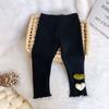 Outono e Inverno Roupas Femininas Infantis Leggings Estilo Western para Bebês Personalidade Infantil Tendência Estilo Coreano Tridimensional Coração Engrossado Macacão de Veludo