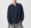 Camiseta Henley de Manga Larga para Hombre Estilo Old Money Otoño/Invierno Nuevo Holgada Casual Capa Base Hombre