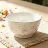 Tigela de cerâmica para arroz de 5 polegadas para casa, tigela criativa de pedra de chuva, tigela de salada, com aparência elegante, quente, para comer, popular no Instagram