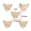 Nuevo Colgante de Mariposa con Incrustaciones de Diamantes Dorados Aleación KC para Pulsera, Llavero, Collar, Pendiente Decoración Colgante W686