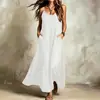 Vestido de mujer de color liso con cuello en V, estilo bohemio, para vacaciones, nuevo estilo 2026, con un ambiente relajado y casual