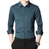 Camisa de Manga Larga de Seda Helada para Hombre de Verano Casual de Negocios Anti-arrugas Sin Planchar Sin Marcas Delgada Elástica Ajustada Versátil