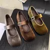 Zapatos Mary Jane cuadrados retro de terciopelo para mujer, nueva colección otoño 2026, versátiles con pedrería y cierre de velcro, zapatos planos bajos
