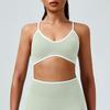 Amazon Roupa de Yoga Sem Costura Nude Sutiã Esportivo Wrap Ajustável de Alta Elasticidade Top para Academia Yoga