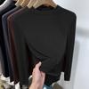 Camiseta Interior de Cuello Alto de Manga Larga Derong Otoño e Invierno Nueva Cálida Color Sólido Aspecto Adelgazante Versátil Ajustada Camiseta Interior Ropa de Mujer