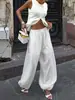Calça Feminina Casual Solta 2026 Transfronteiriça, Calça Longa Estilosa e Versátil com Cordão, Calça Fina Casual de Verão Estilo Lanterna