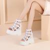 Sandalias Romanas y Botas de Nuevo Estilo para Mujer, Aumento de Altura de 14 cm, Populares Sandalias de Plataforma de Tacón Alto Peep-Toe con Suelas Gruesas y Diseño Hueco