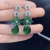 Nuevos Pendientes de Moda con Flores de Piedras Preciosas, Pendientes de Estilo Gota de Agua de Circonita de Lujo Ligero para Mujer, Versátiles, Lujosos y Elegantes
