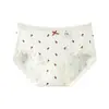 Roupa íntima feminina 100% algodão grau 10A antibacteriana com entrepernas estendido, doce floral, cintura média, calcinha de algodão sem costura confortável para meninas