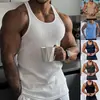 Nova Camiseta Regata Masculina de Verão para Esportes Fitness Respirável com Listras Verticais Elástica de Secagem Rápida Modelo I