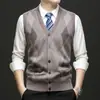 Novo colete de tricô masculino da Amazon, estilo coreano, solto, casual, sem mangas, com forro de fleece, colete masculino quente