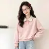 Conjunto de Dos Piezas para Niñas 2026 Primavera y Otoño, Top de Manga Larga Color Block Simple y Único con Cuello Polo y Pantalones de Mezclilla con Estrellas