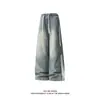Calças masculinas listradas, de corte reto, perna larga, compridas, estilo de rua, jeans plus size, calças casuais largas estilo americano, design patchwork, adequadas para primavera e outono