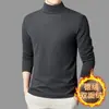 Camiseta de manga longa masculina dupla face com gola alta e forro de fleece, grossa, para outono e inverno, importada, de veludo alemão, camada base de tricô