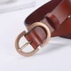 Cinturón de ocio para hombre y mujer hebilla de pasador de metal cinturón de piel de vaca de dos capas hebilla de pasador simple con letra en forma de D cinturón de pantalones una generación de pelo