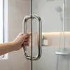 Manija de acero inoxidable 304 hecha a medida por el fabricante, manija de puerta de vidrio para baño, manija dorada de tubo redondo para sala de ducha