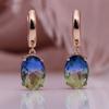 Jiamu moda moda Oval gota de agua cuadrado color circón aretes damas exquisitos aretes fábrica venta directa al por mayor