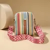 Nuevo bolso de hombro cruzado de paja a rayas de arcoíris para comercio exterior transfronterizo, para teléfono móvil y monedero, moderno y fresco, de gran capacidad