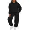 Conjunto de Sudadera de Color Sólido para Primavera y Otoño, Moda Femenina Europea y Americana, Sudadera con Capucha de Hombro Caído, Conjunto de Dos Piezas con Pantalones Jogger, En Stock Transfronterizo